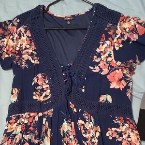 Torrid 1 Navy Floral Women's Dress